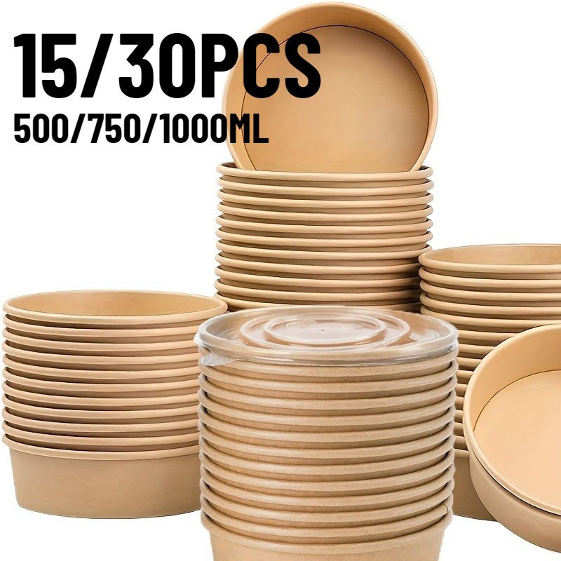 Meal Prep Bowl - 15/30 adet Kraft kağıt kaseler tek