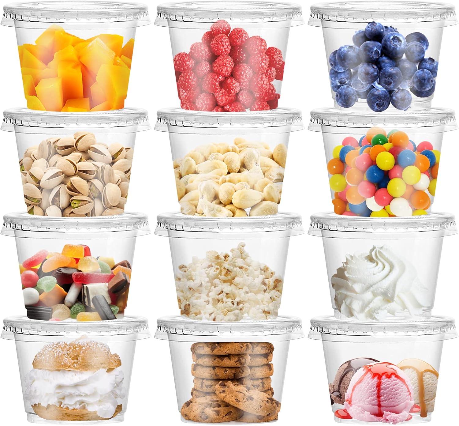 Sauce Dipping Cup - 8/10OZ Plastik Parfe Bardakları Düz ​​Kapaklı