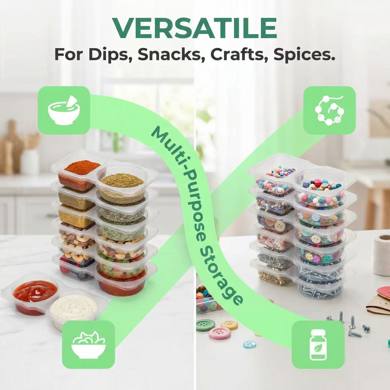 Çift Bölmeli Kapaklı Sos Kapla - Sauce Dipping Cup incelemesi ve fiyatı